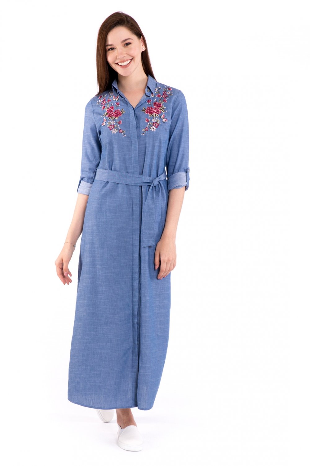 Lc Waikiki Çiçekli Gömlek Uzun Elbise ElbiseBul