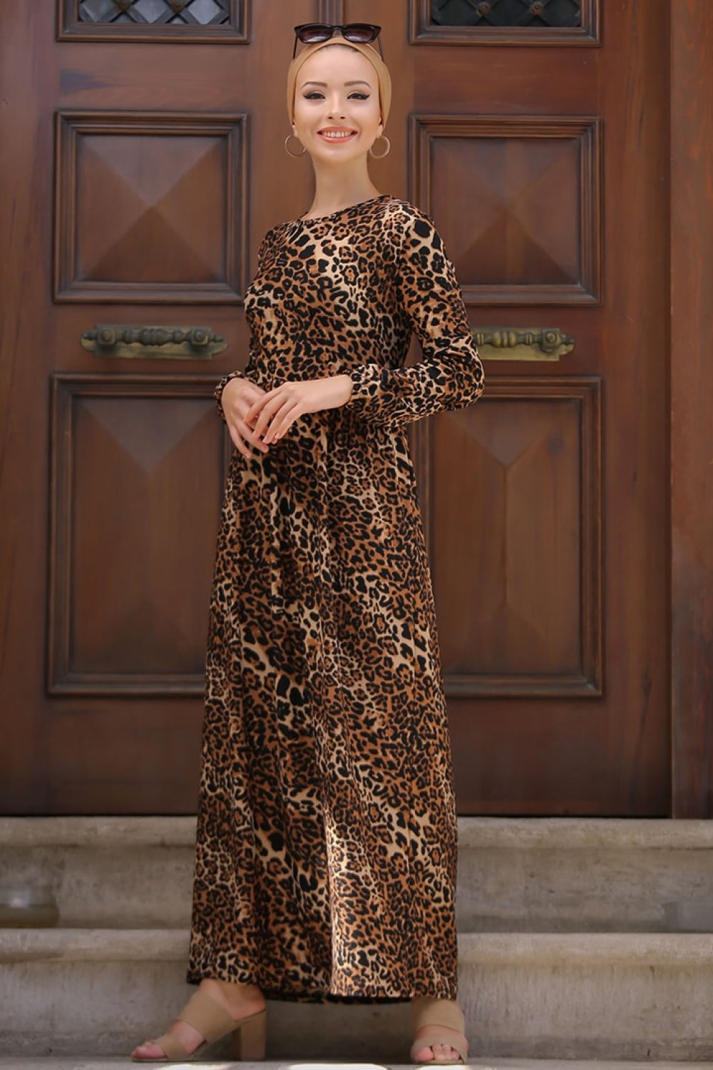 Tofisa Vizon Leopar Desenli Elbise Tofisa Vizon Leopar Desenli Elbise