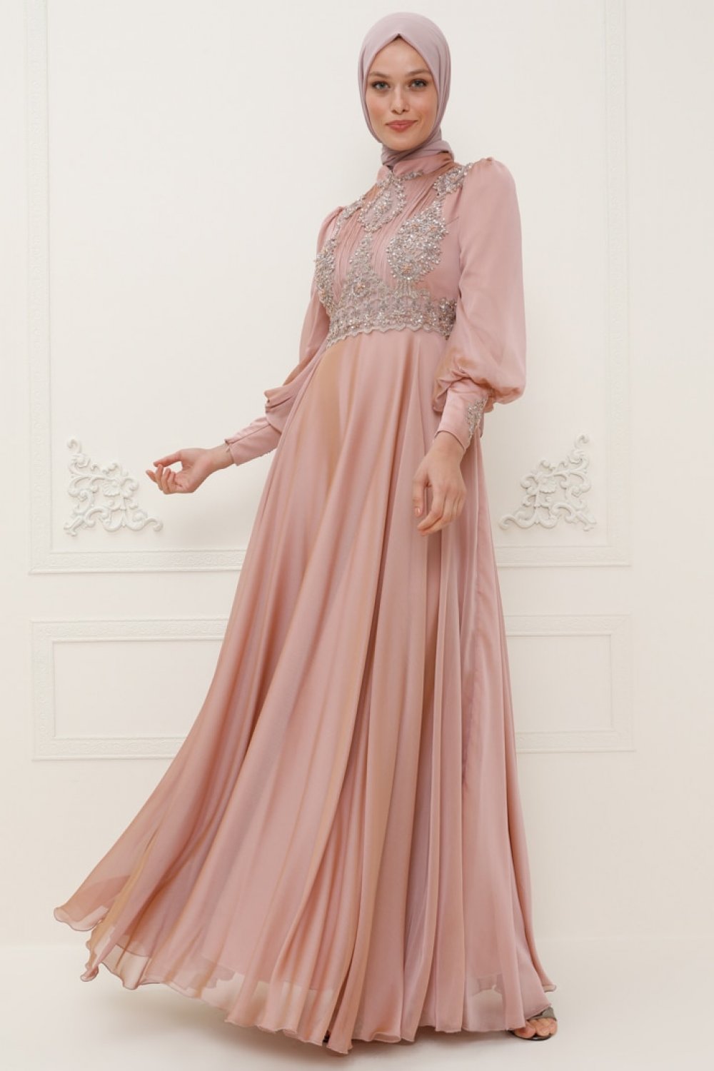 SomFashion Gül Kurusu Kayra Abiye Elbise SomFashion Gül Kurusu Kayra Abiye Elbise