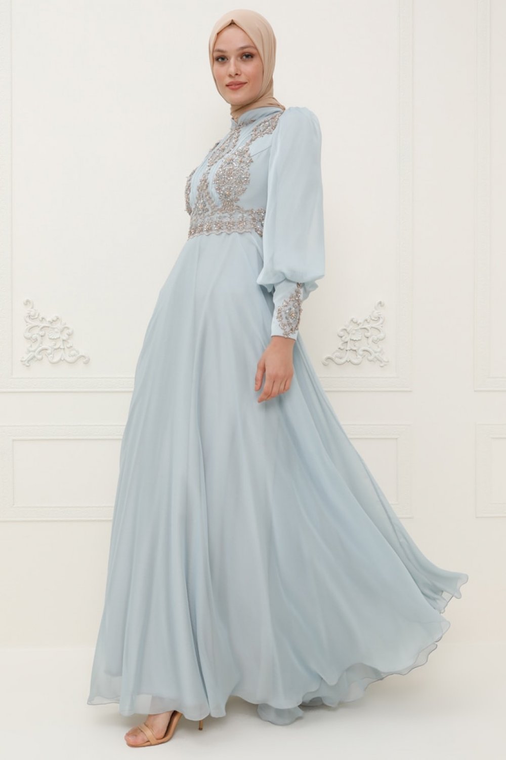 SomFashion Buz Mavisi Kayra Abiye Elbise SomFashion Buz Mavisi Kayra Abiye Elbise