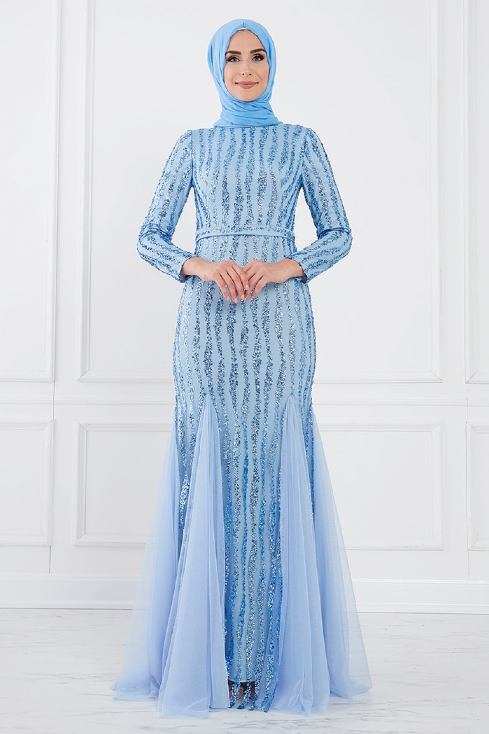 Moda Sinanlar Bebe Mavisi Ahsa Abiye Elbise Moda Sinanlar Bebe Mavisi Ahsa Abiye Elbise