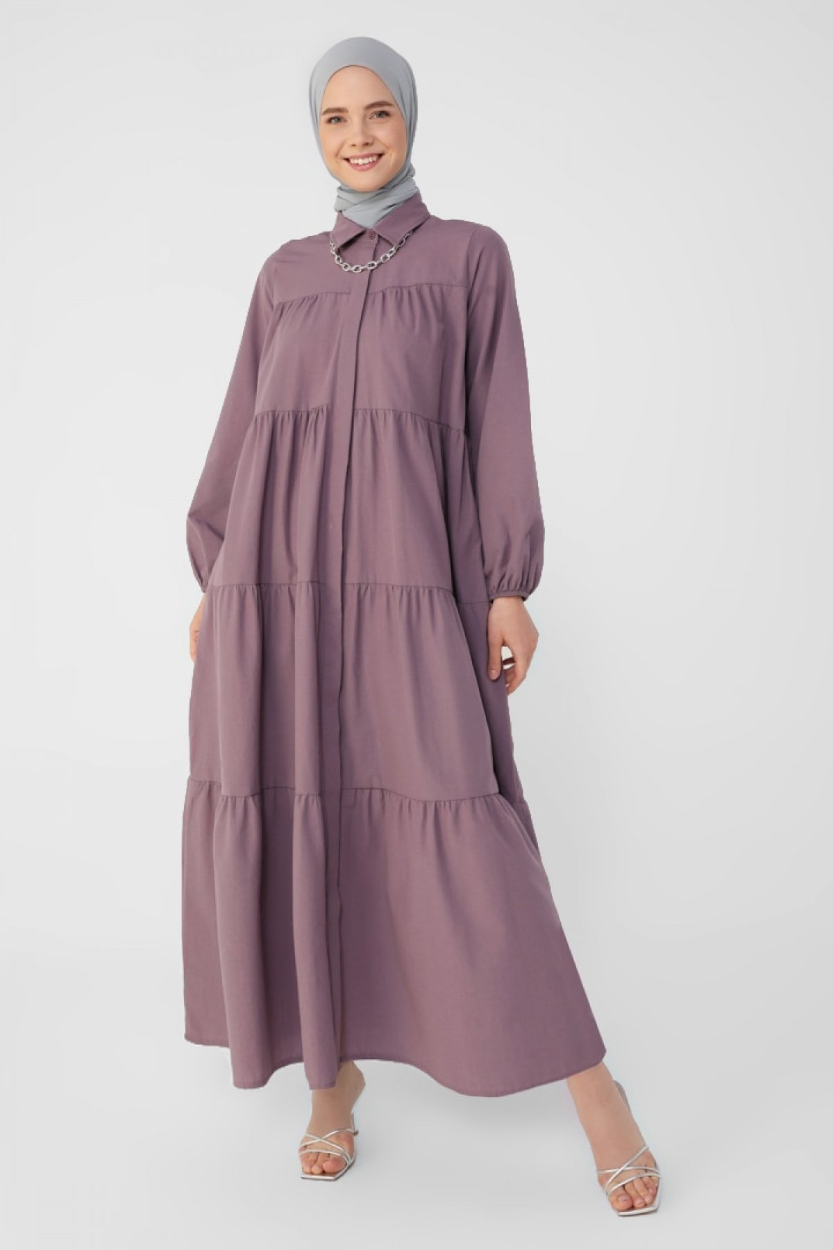 Refka Vintage Mor Gizli Pat Detaylı Kat Salaş Poplin Elbise Refka Vintage Mor Gizli Pat Detaylı Kat Salaş Poplin Elbise