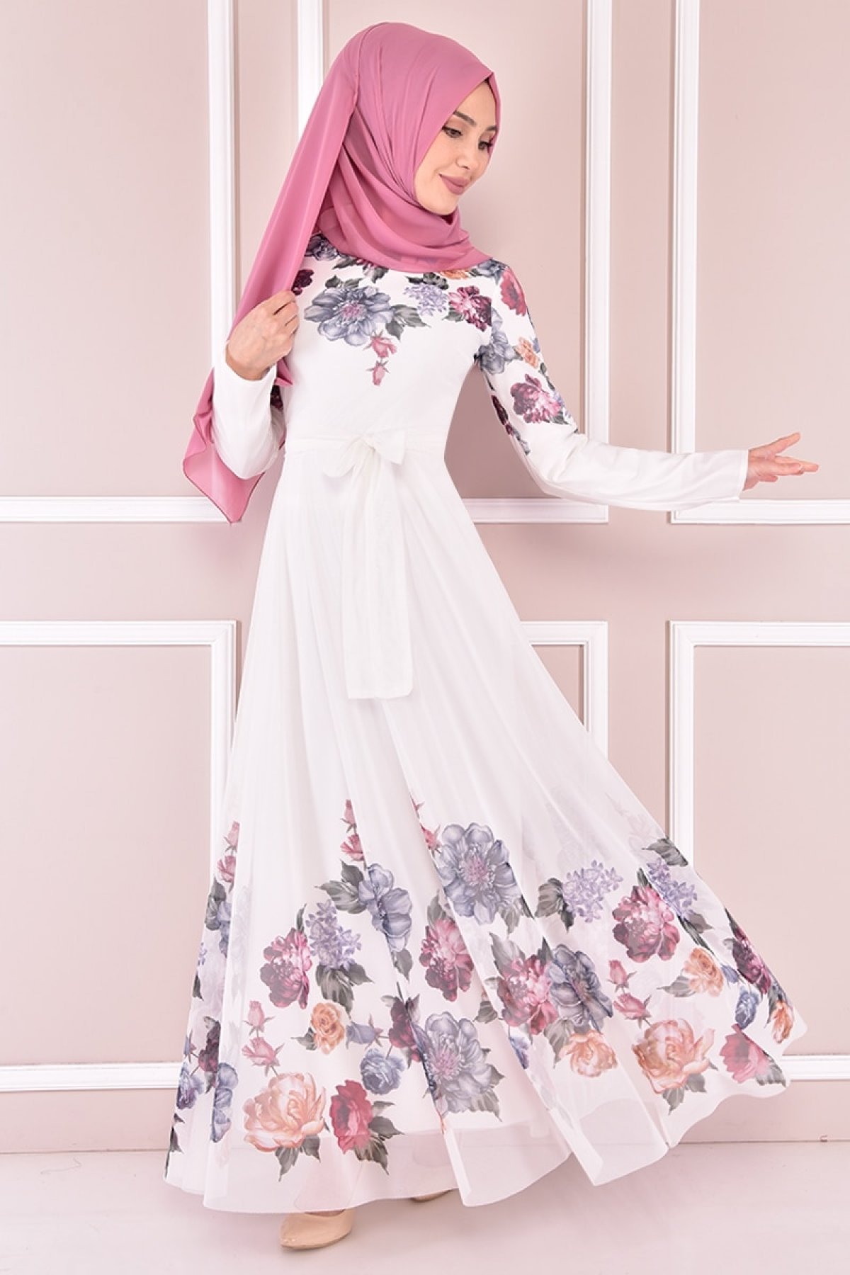 Moda Merve Beyaz Tül Abiye Elbise Moda Merve Beyaz Tül Abiye Elbise