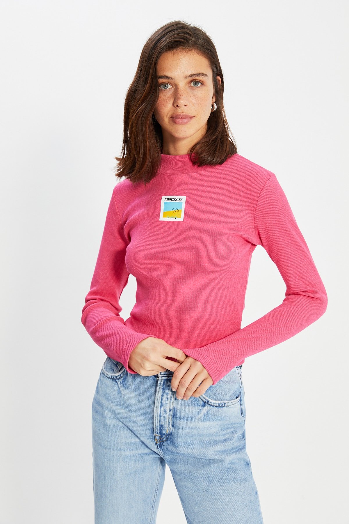 Trendyolmilla Pembe Fitilli Örme Bluz Trendyolmilla Pembe Fitilli Örme Bluz